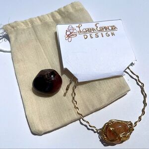 SARD CARNELIAN PALM STONE & MATCHING WIREWRAPPED GEMSTONE BRACELET SET